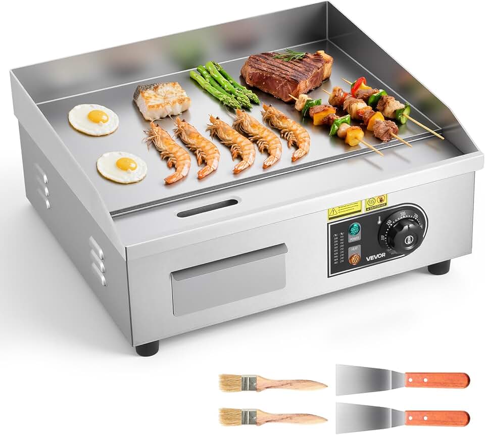 VEVOR - plancha électrique 2800W - 45x30cm - température réglable, accessoires inclus