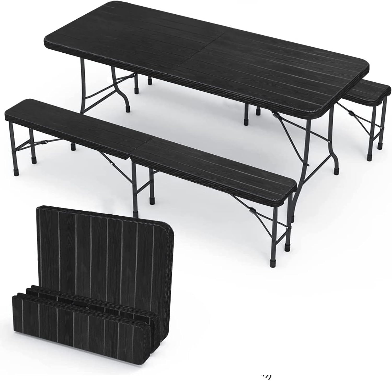 IZTOSS - Ensemble table pliante 8 personnes - table + 2 bancs - pour terrasse, jardin et camping - IZTOSS