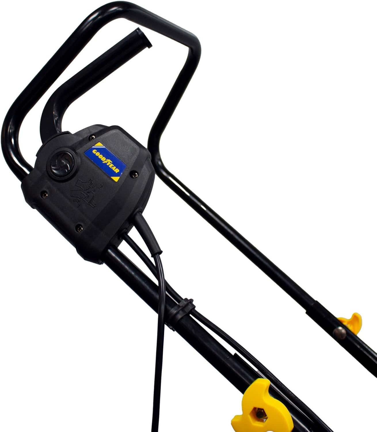 Goodyear - Tondeuse à Gazon électrique 1200W, Largeur de Coupe 32 cm, Hauteur réglable 25/45/65 mm, Sac 35L, Moteur 3300 TR/Min, légère et compacte, Non automotrice, idéale pour Les Petits Jardins
