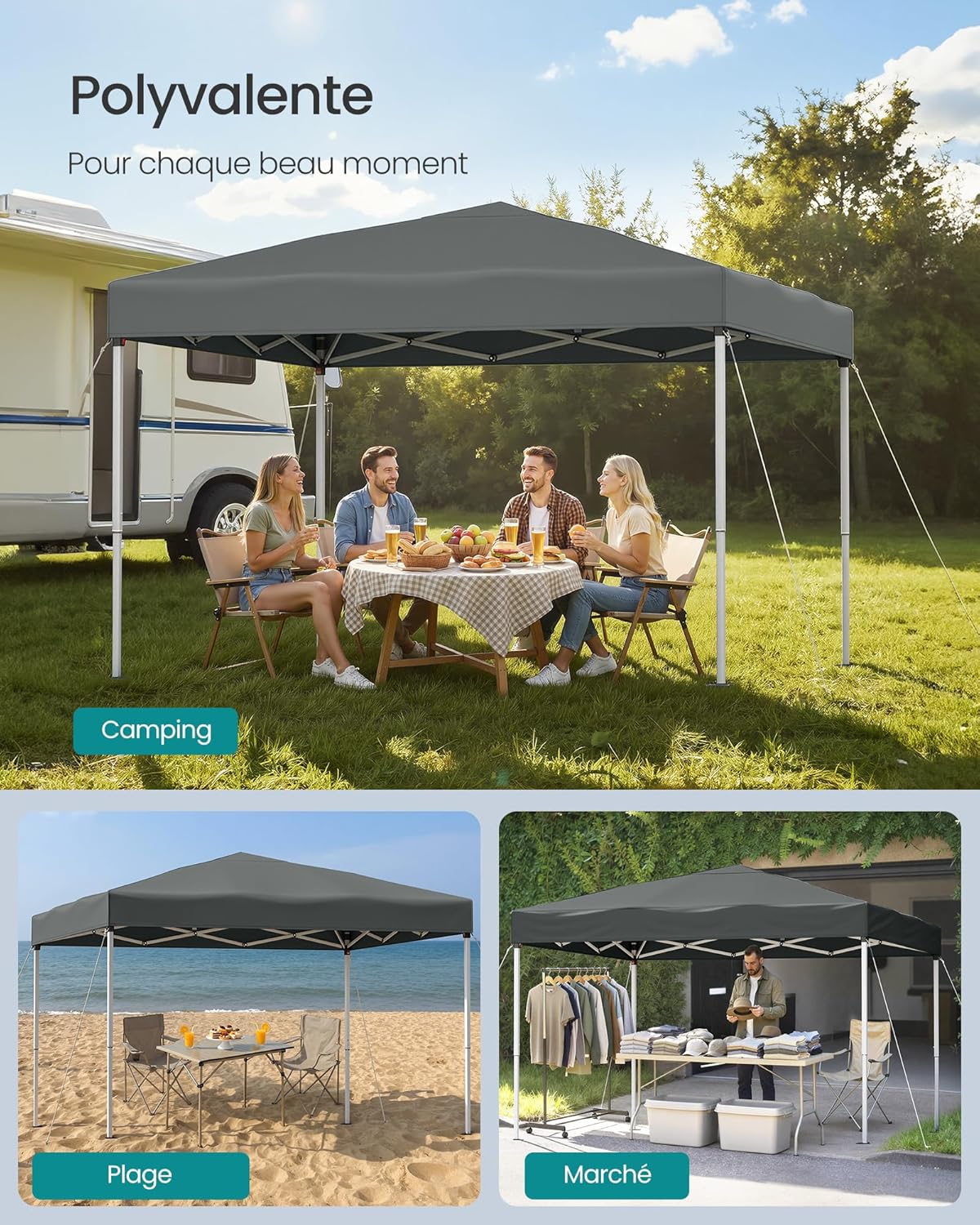 SONGMICS - tonnelle pliante - 3x3 m - résistante, solaire, portable GCT102GZ01