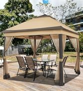 Yaheetech Tonnelle pliable 3,3 x 3,3 m étanche stable Pop Up Hauteur réglable Tonnelle de jardin