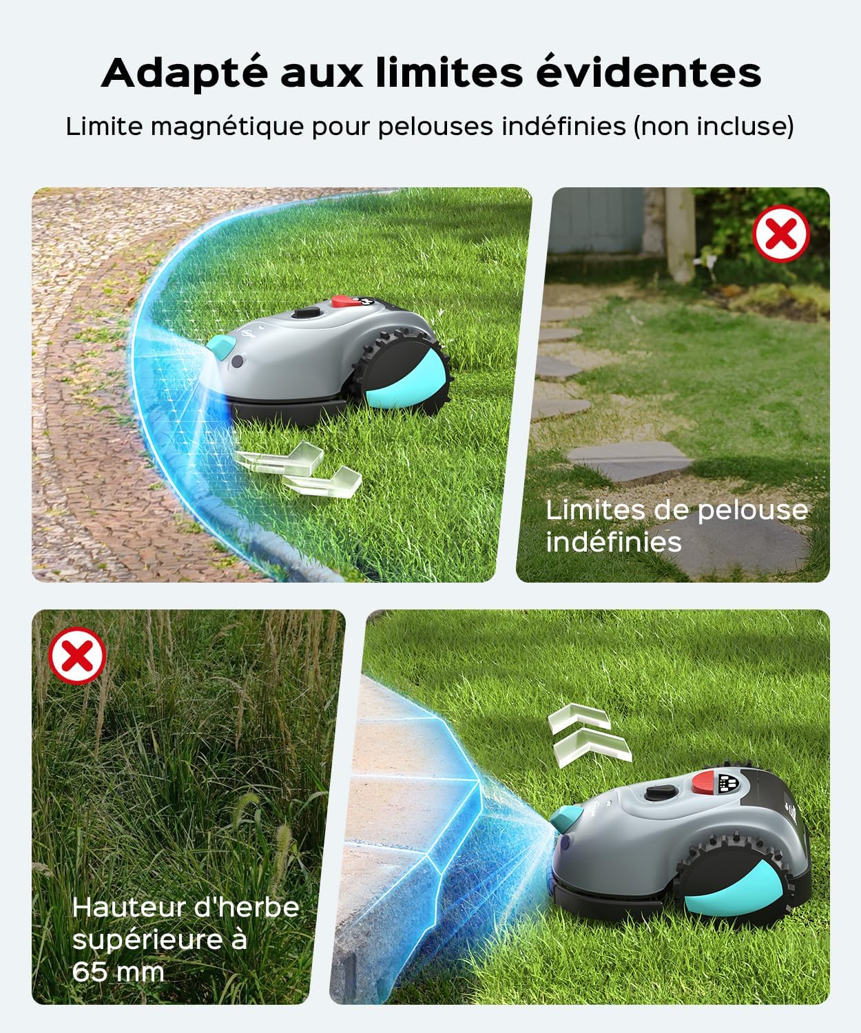 YARDCARE - robot tondeuse série V100 - coupe spirale, navigation visuelle, batterie 4Ah, détection obstacles - V100