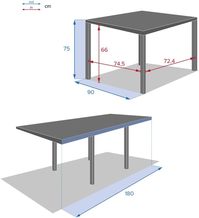 Hespéride - Table Piazza Gris Graphite extensible 8 places - Aluminium anti-rouille, verre trempé, rallonge coulissante.