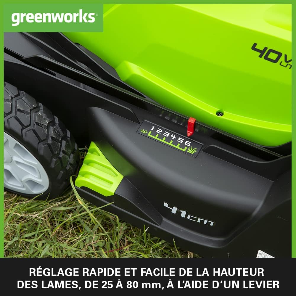 Greenworks - G40LM41 - 41cm coupe, sac 50L, sans batterie ni chargeur G40LM41