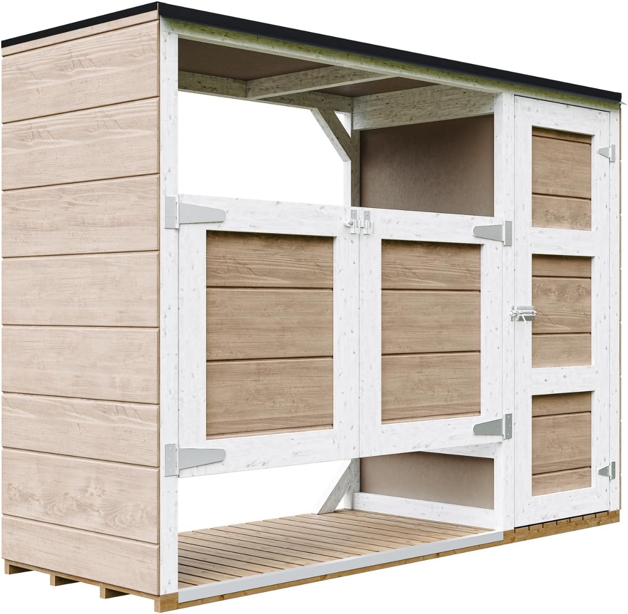 Abri de Jardin pour poubelles, Cache Poubelle extérieur 2x240L – Coffre de Rangement Exterieur, Armoire de Jardin, cabane de Jardin Exterieur – Timbela M981A-TERRA Brown