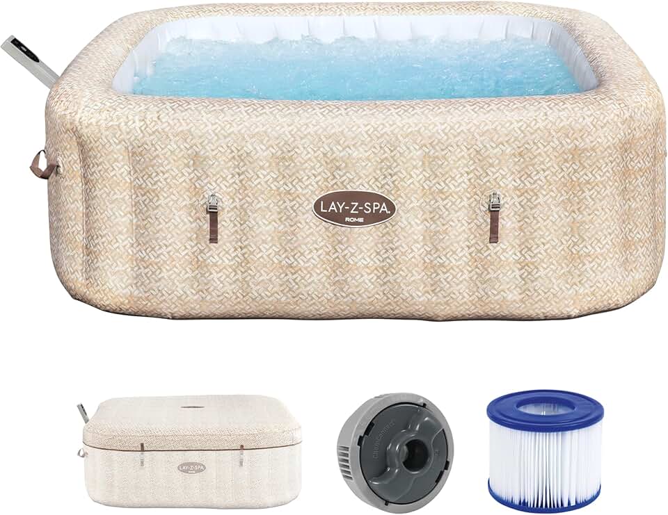 Bestway - Rome MaxHold EnergySense UltraFit - 2.01x2.01x0.71m - spa carré 7 places Sable Marbre Smart AirJet - 79