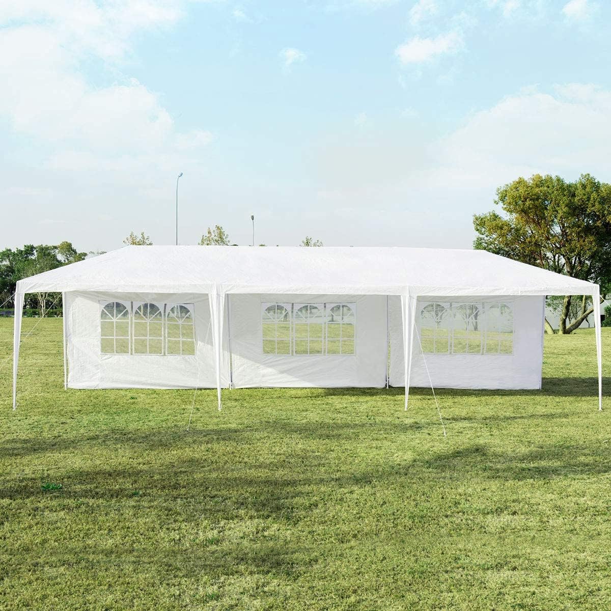COSTWAY - Tonnelle 3x9m - 5 murs amovibles, piquets solides