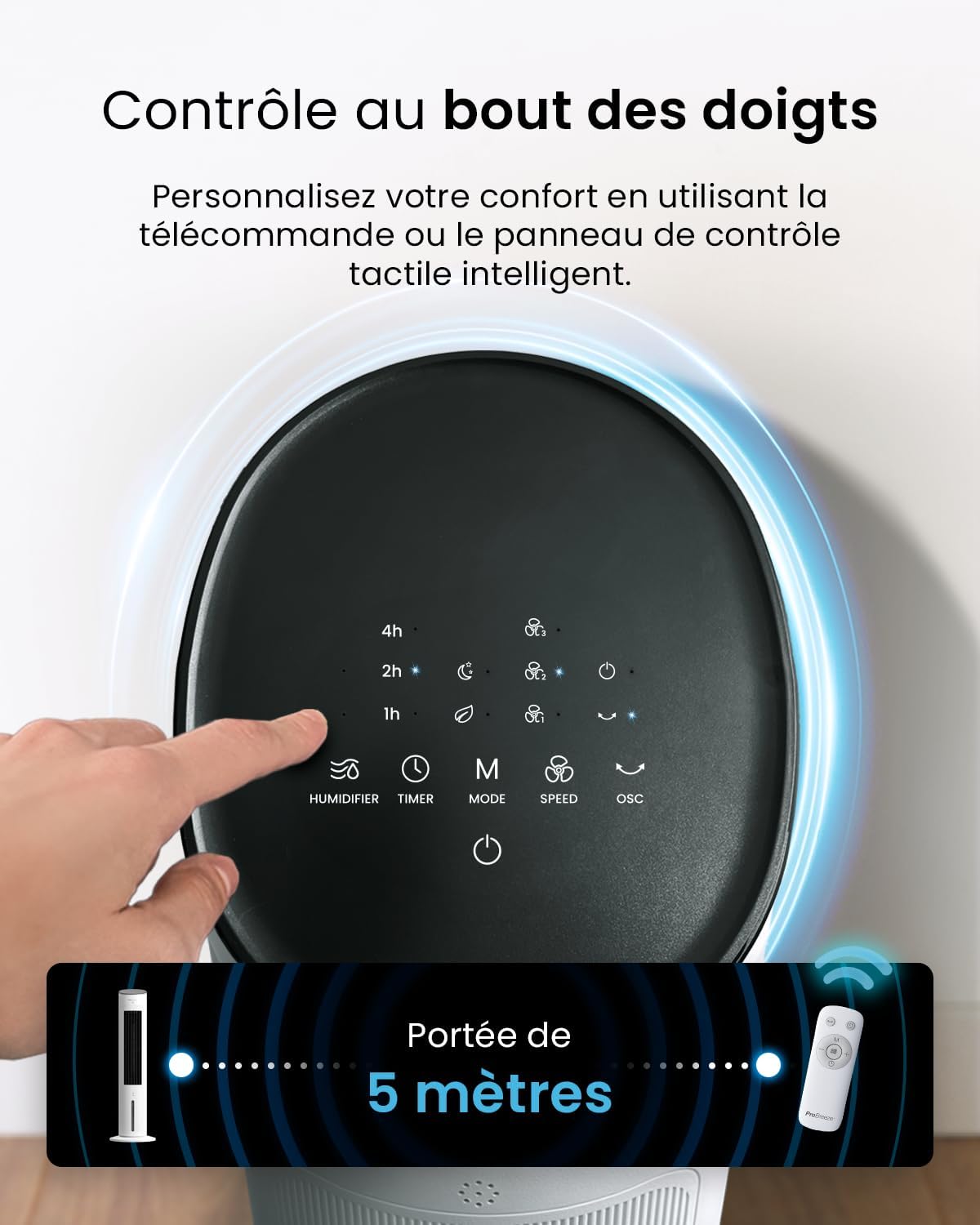 Pro Breeze - OmniAir - 5L - 3 vitesses, 4 modes, minuterie 7h, clim mobile
