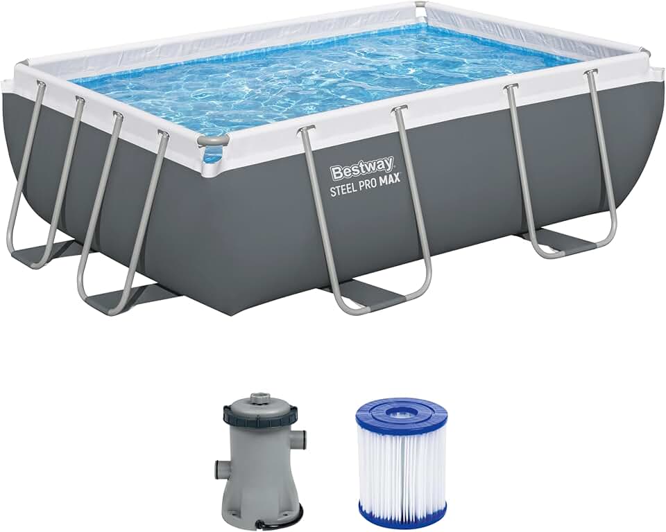 Bestway Steel Pro Max Kit Piscine Hors Sol - 282 cm x 196 cm x 84 cm - Gris