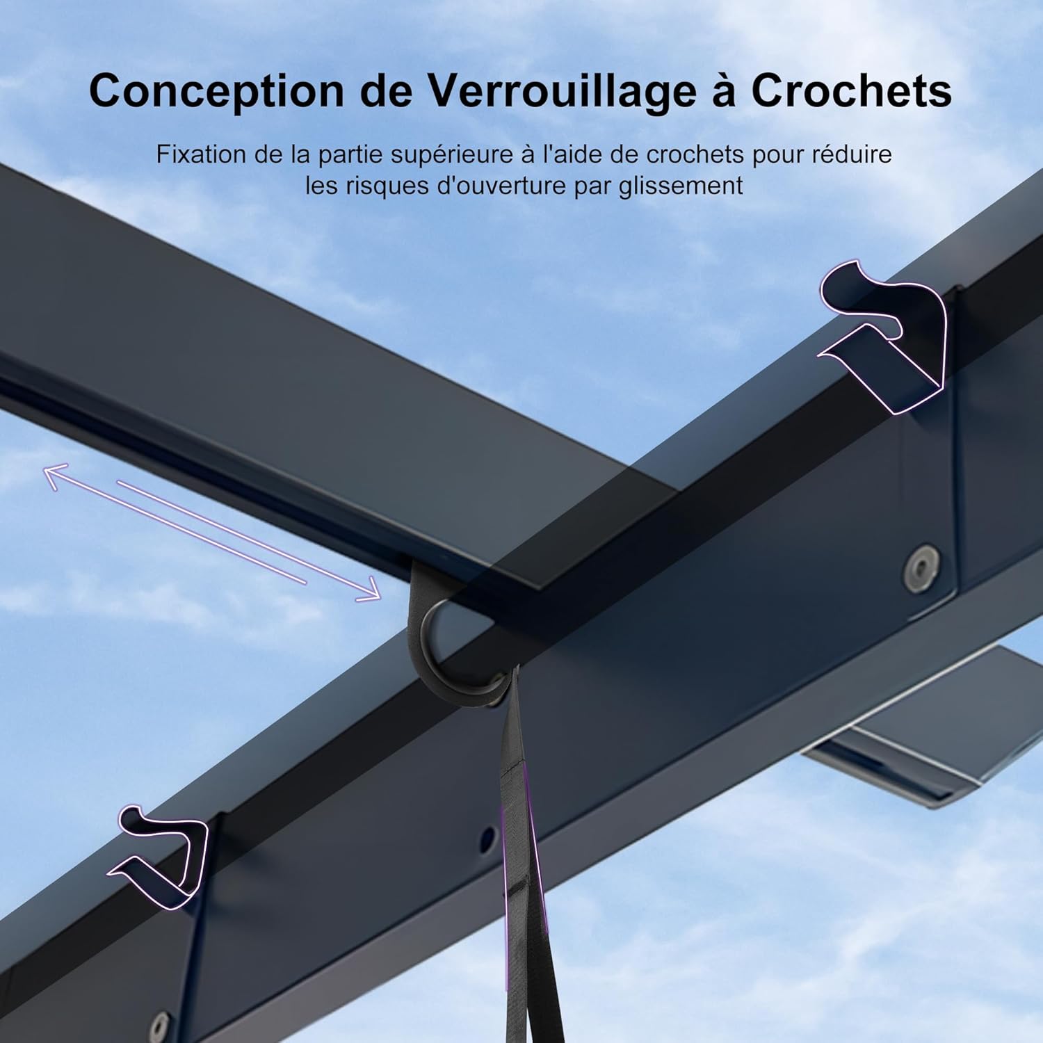 PURPLE LEAF - Pergola aluminium série - 4x3m - toit rétractable, imperméable, gris