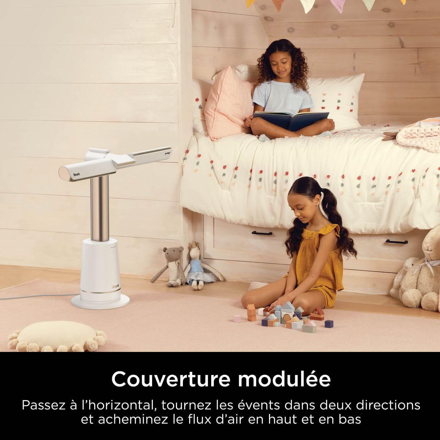 Shark TurboBlade Ventilateur colonne sans pale, Rafraîchissement multidirectionnel à haute vitesse jusqu’à 20 mètres, Discret, 10 vitesses, 180°, Facile à nettoyer, Blanc TF200SEUWH