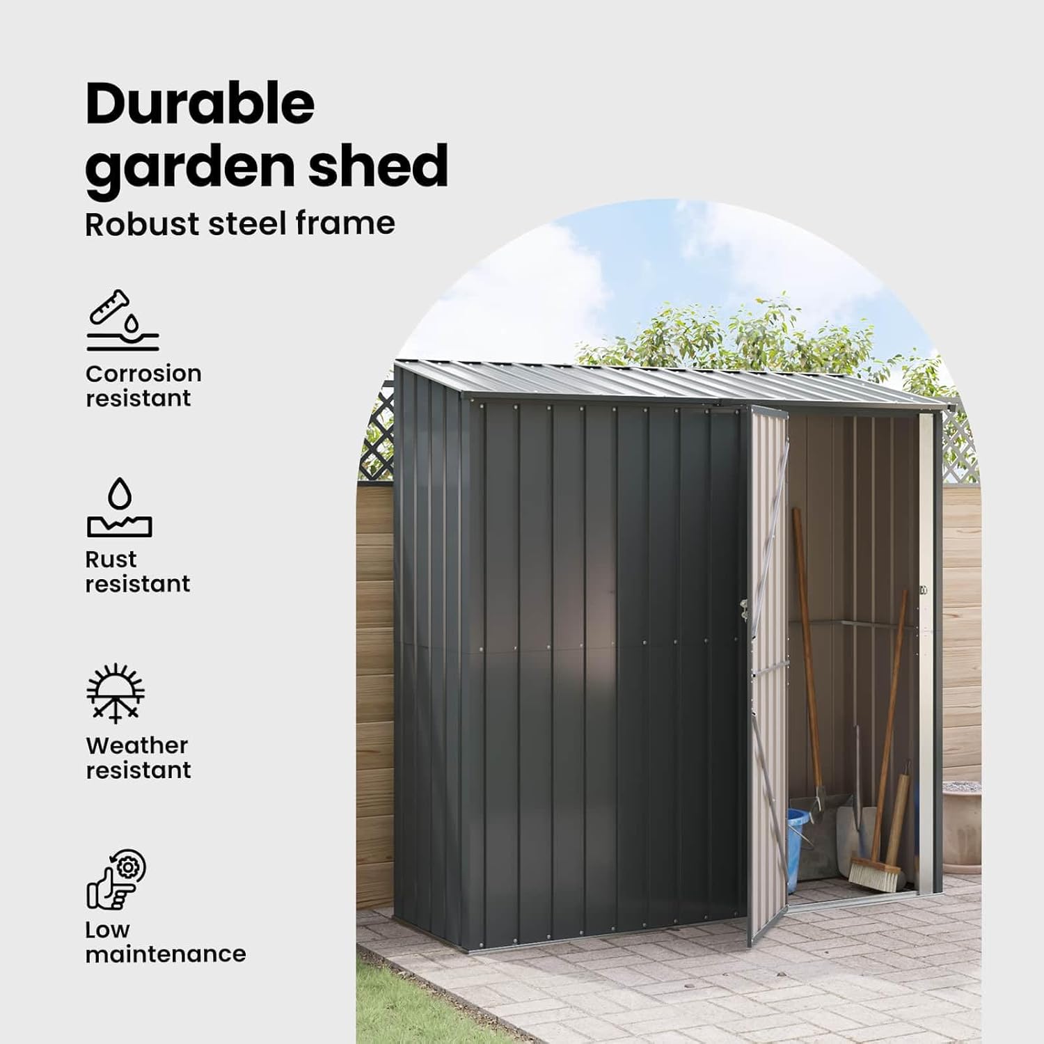 vidaXL Cabanons de Jardin Anthracite 203,5 x 73 x 200 cm Métал, Abri de Jardin et terrasse, Rangement Moderne, résistant aux intempéries, Durable, Design rectangulaire, Espace Ample