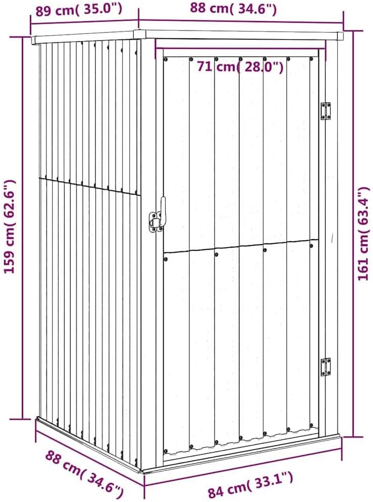 vidaXL Abri à Outils de Jardin Remise de Stockage Organisateur d'Outils Cabane de Rangement Extérieur Marron 88x89x161 cm Acier Galvanisé