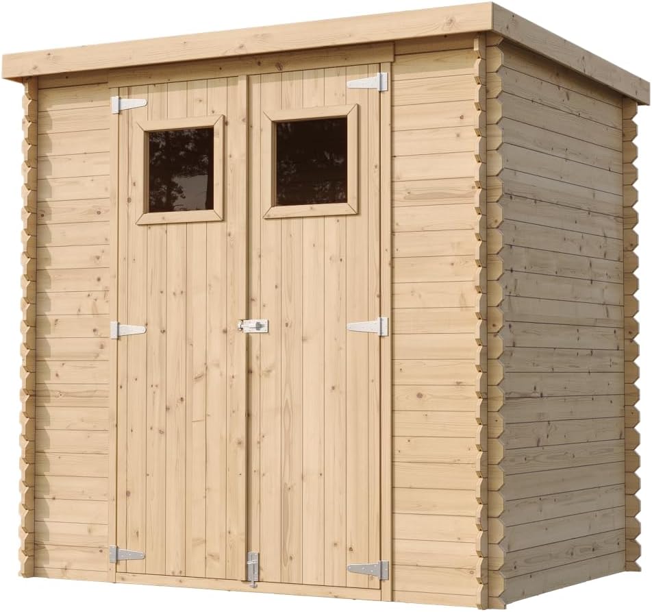 Timbela - abri de jardin bois, 204x142x200cm, toit étanche, fenêtres, M311