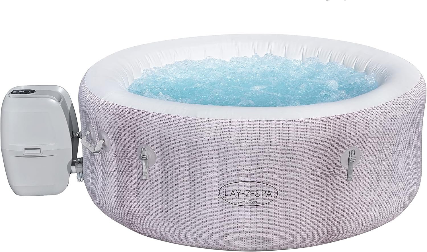 Spa Gonflable Lay-Z-Spa® Cancun Airjet Rond 2 à 4 Personnes, 180 x 66 cm, 120 Jets d'air, Couverture Isolante, Filtration à Cartouche, diffuseur Chemconnect