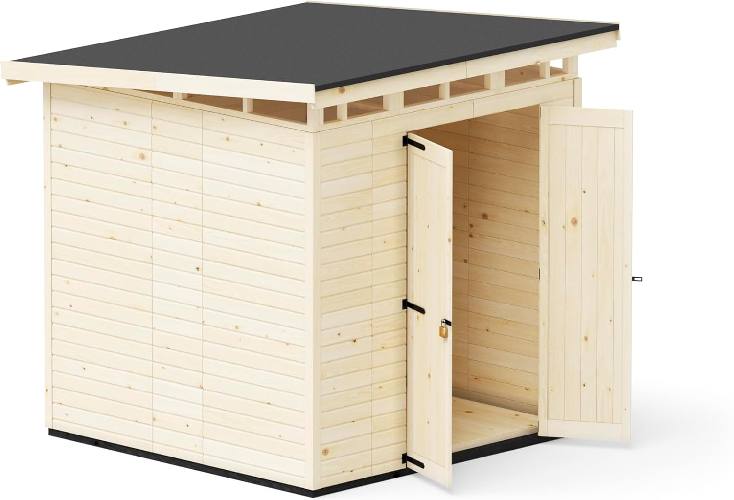 Upyard Abri de Jardin Strongbox XL - Robuste Cabane à Outils en Bois avec Fondations Imprégnées et Toit en Plastique Extra-Résistant, 203x203 cm, Naturel