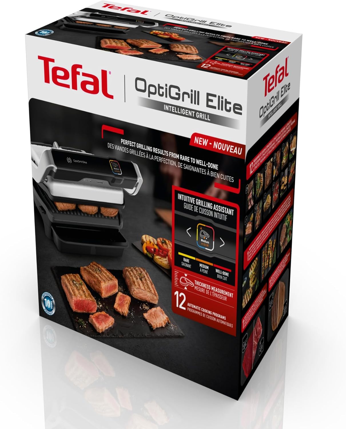 Tefal - Optigrill Elite - 4 pers - 12 programmes, mode manuel, GC750D16