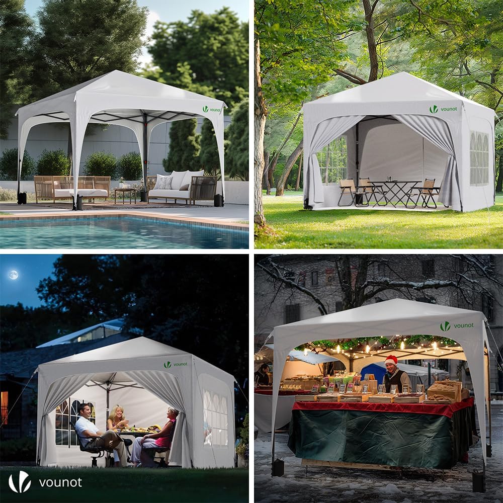 VOUNOT - Tonnelle pliable 3x3m, imperméable, anti-UV, réglable, sac transport