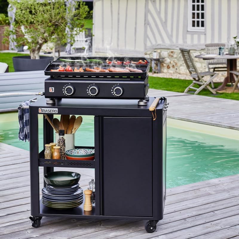 Brasero - Plancha Silvia EVO - 67x34 cm - 3 feux, grille, 7,95kW