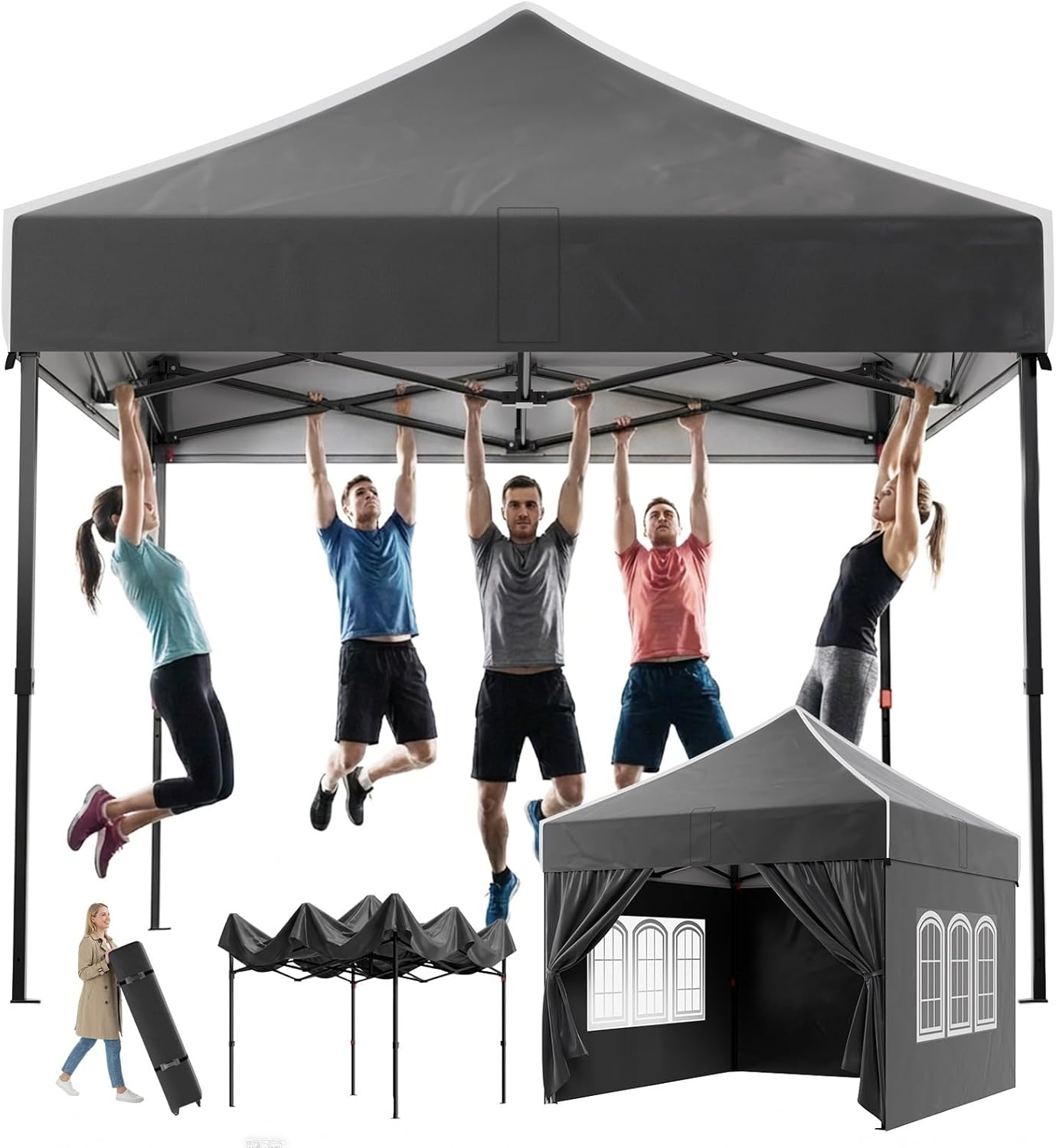 Devoko - tonnelle pliante - 3x3m - imperméable, UV50+, hauteur réglable, panneaux latéraux