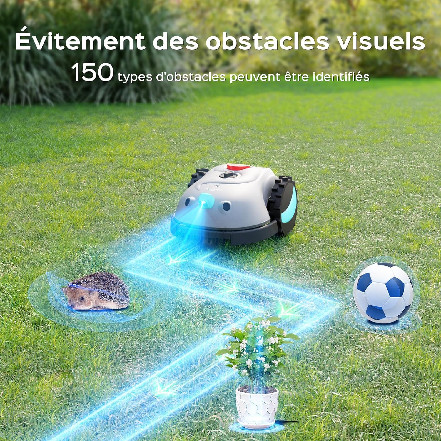 YARDCARE - Tondeuse robot Vision, sans fil, batterie 4 Ah, lame, obstacle, V100