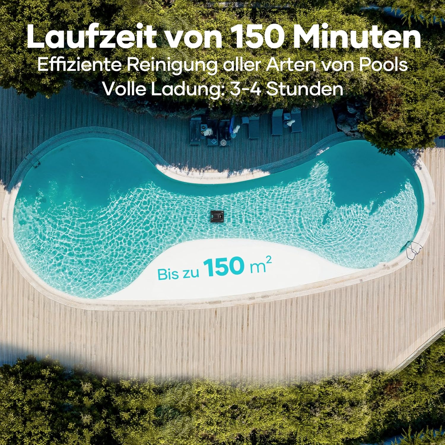 AIPER - Robot piscine sans fil, 150 min, WavePath 2.0, 150㎡