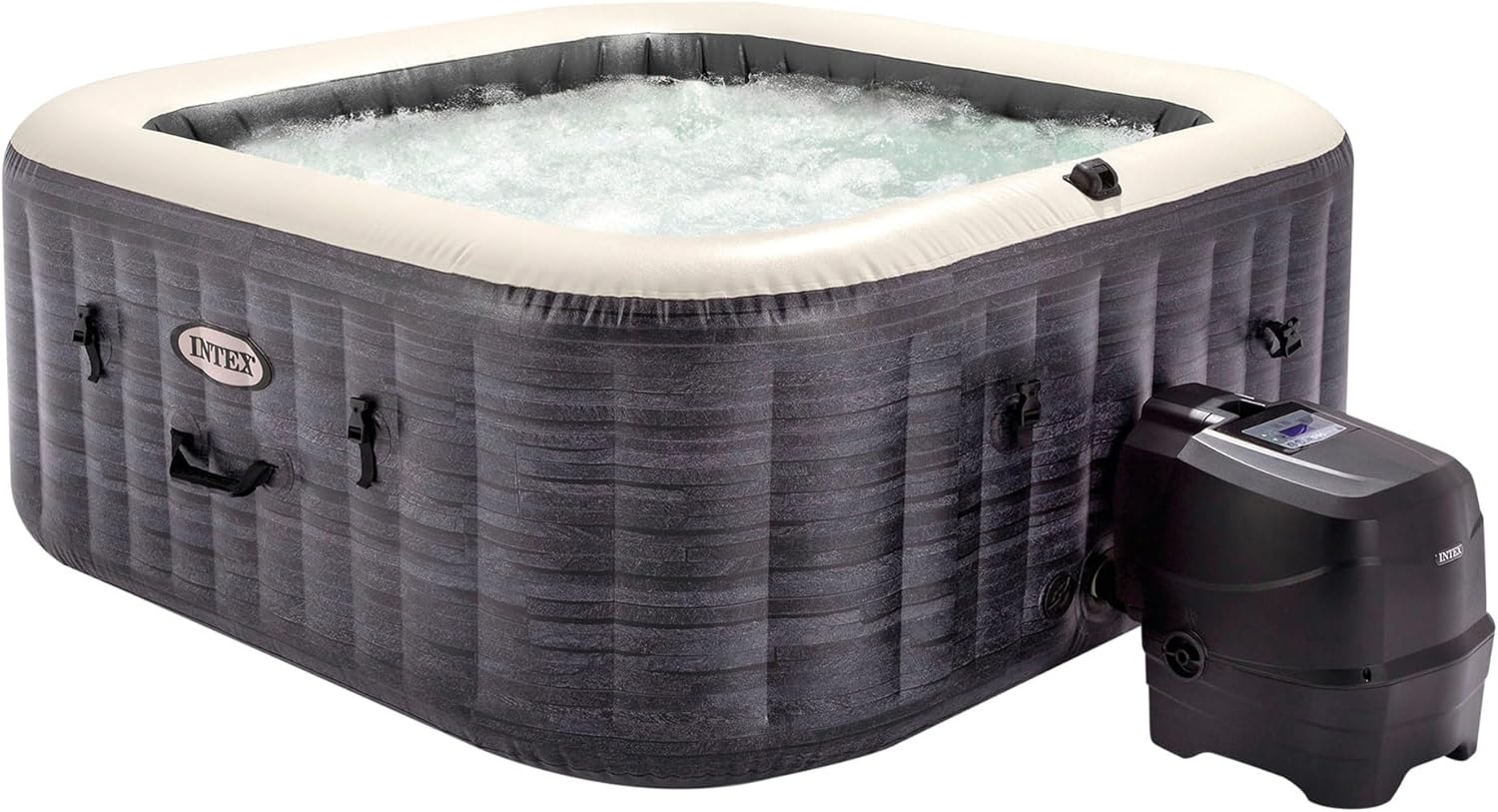 Intex - Greystone Deluxe - 175x175x71 cm - Spa 4 places, chauffage 2200W, bulles, chlorateur, filtre S2, 55093