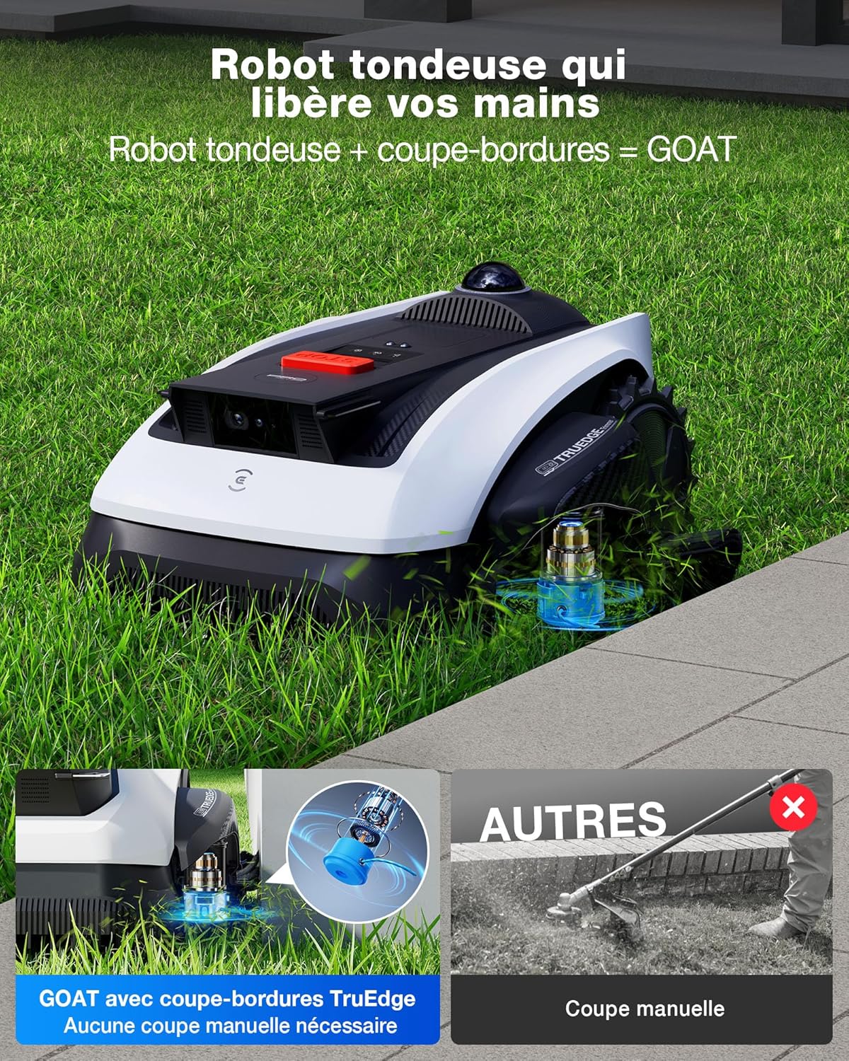 Ecovacs - Goat O1200 - 1200m² - LiDAR Pro, navigation IA, coupe précise O1200
