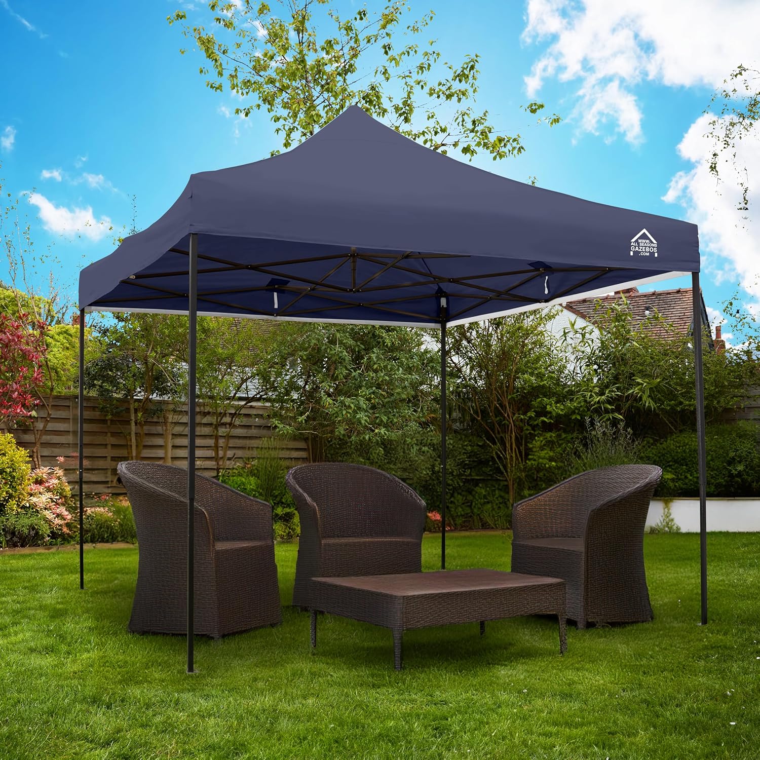 All Seasons Gazebos - Tonnelle Pliante Série - 3x3m - Étanche, robuste, haute qualité, Bleu Marine