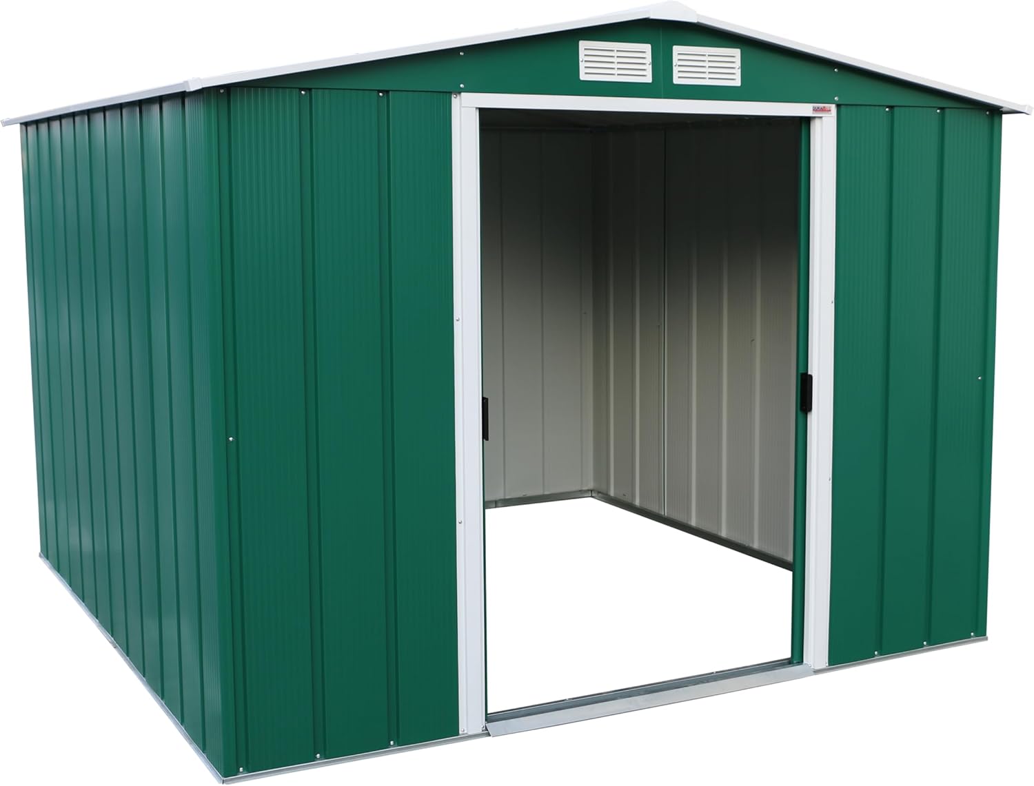 Duramax ECO 8 x 8 (5.89 m²) Abri de Jardin en Métal Galvanisé à Chaud, Abri de Stockage d'Outils, Structure de Toit Renforcée, Abri en Métal Sans Entretien, Vert