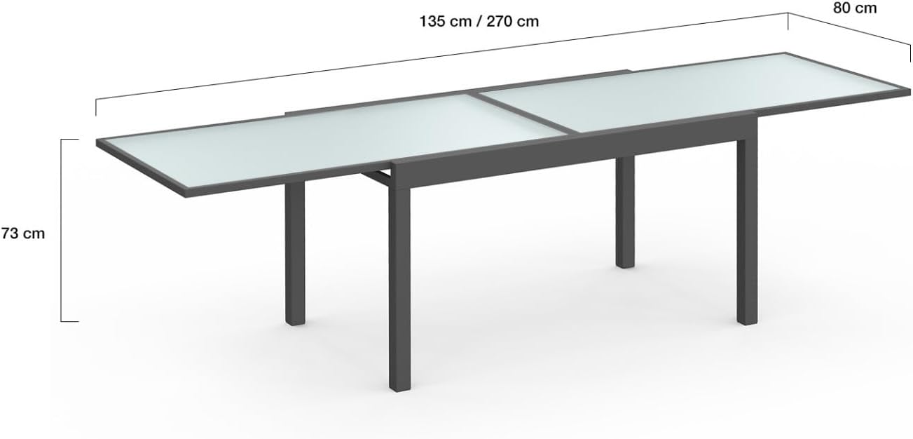 IDMarket - Madrid salon jardin, table extensible 135-270 cm, 12 chaises empilables, gris anthracite