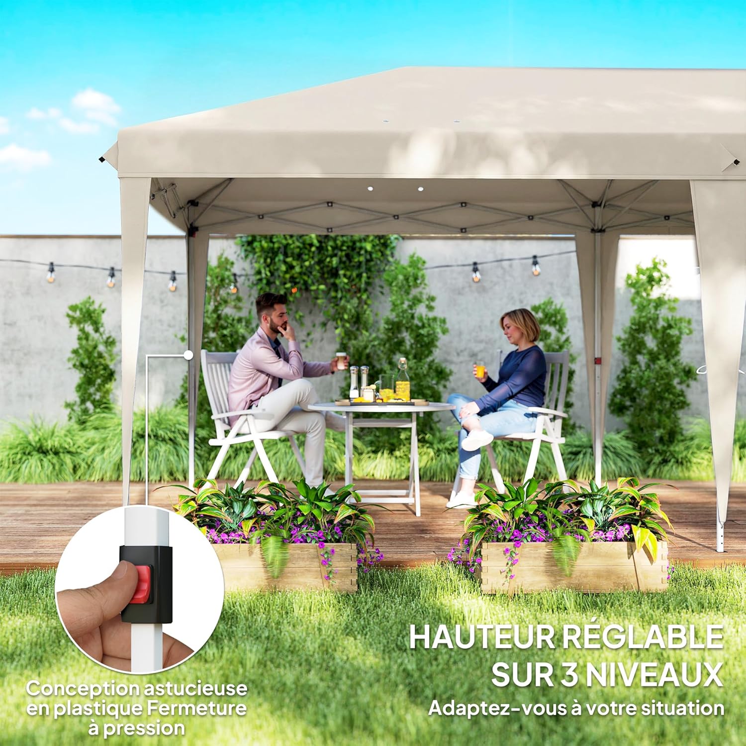 Outsunny - tonnelle pliante 3x6m - côtés amovibles, acier renforcé