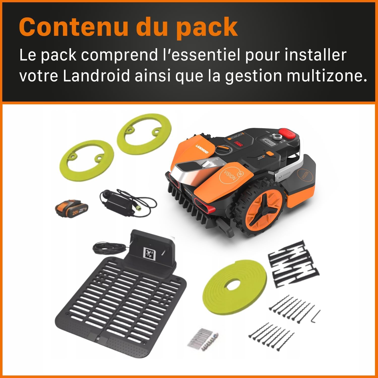 WORX - Landroid Vision série - 600 m² - caméra 4K, IA, multizone WR206E.1