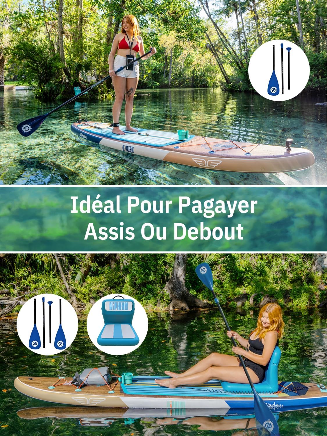 Niphean - Extra Large Paddle - XXL - 2+1 personnes, housse étanche, aileron équilibré