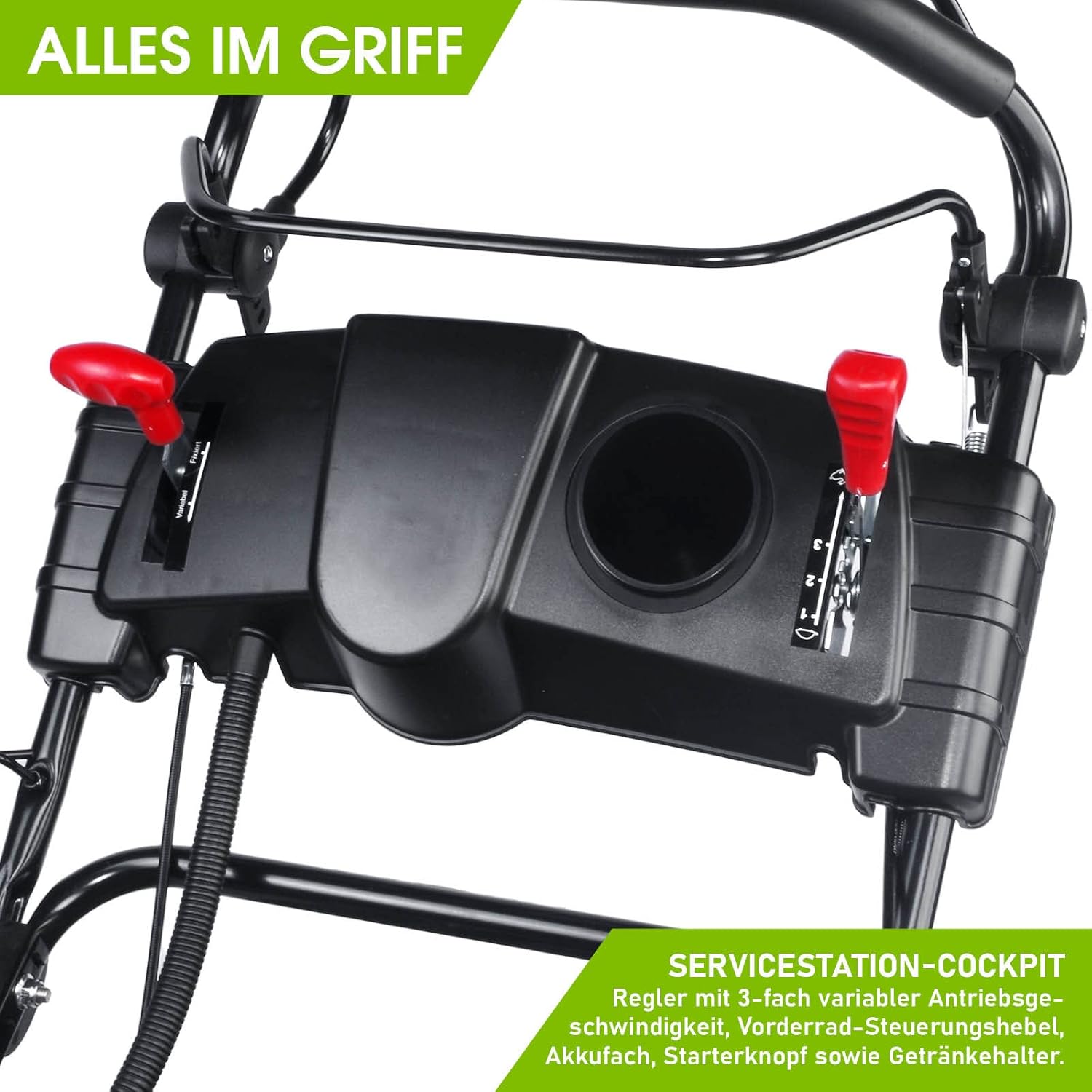 BRAST tondeuse thermique 3 roues TRIKE ESTART SPEED 224cc 53cm tractée démarrage électrique vitesse d'entraînement triple réglable mulching 4en1 capot en tôle en acier 60l - moteur 4 temps reglable