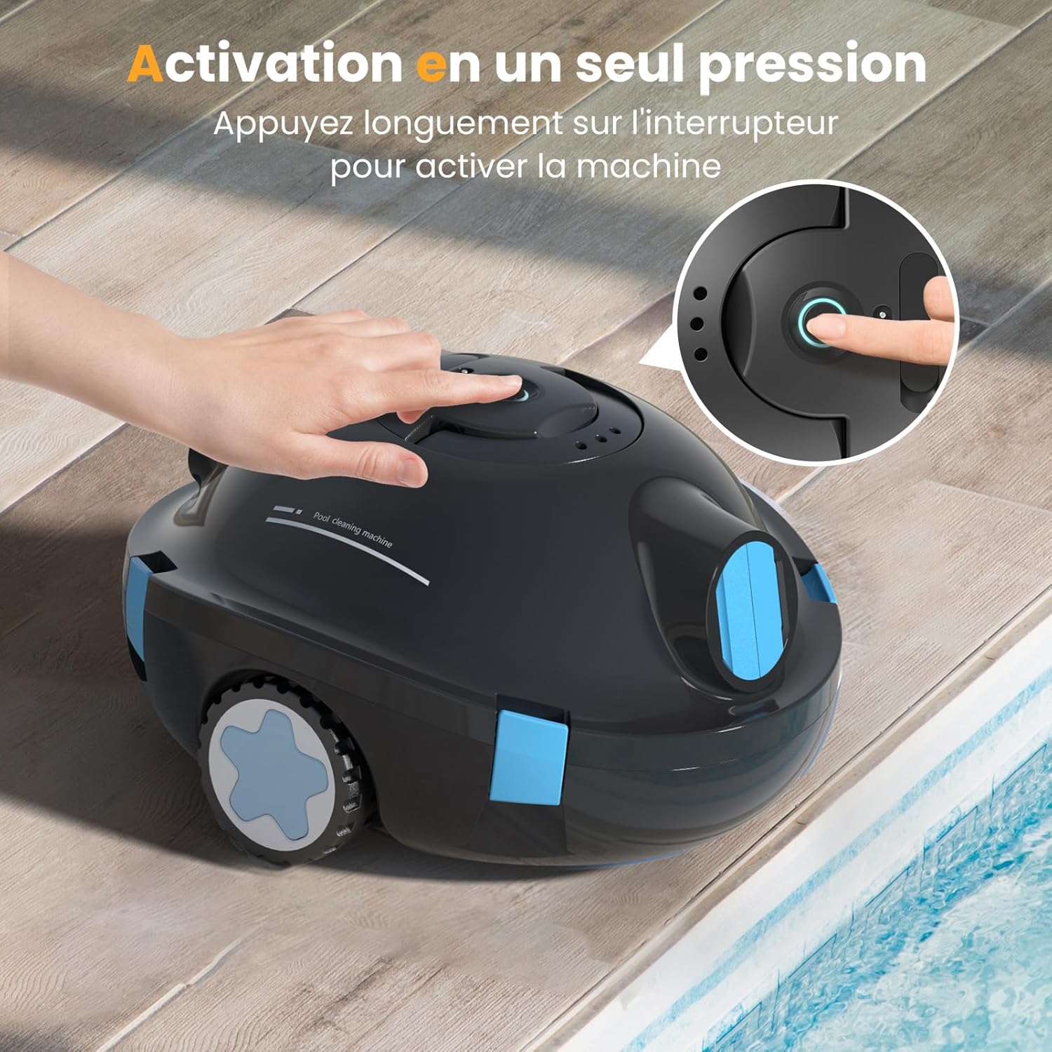 MEDOXA – Robot piscine sans fil, 120 min autonomie, pour 100 m² – Noir