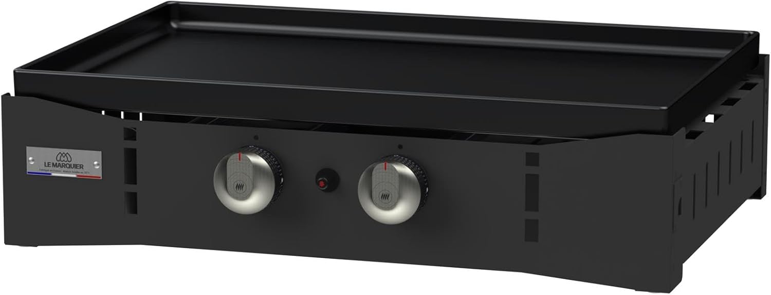 Marque - Le Marquier Plancha Ora Gaz - 260 Noire - Plancha gaz robuste et compacte, surface de cuisson large.