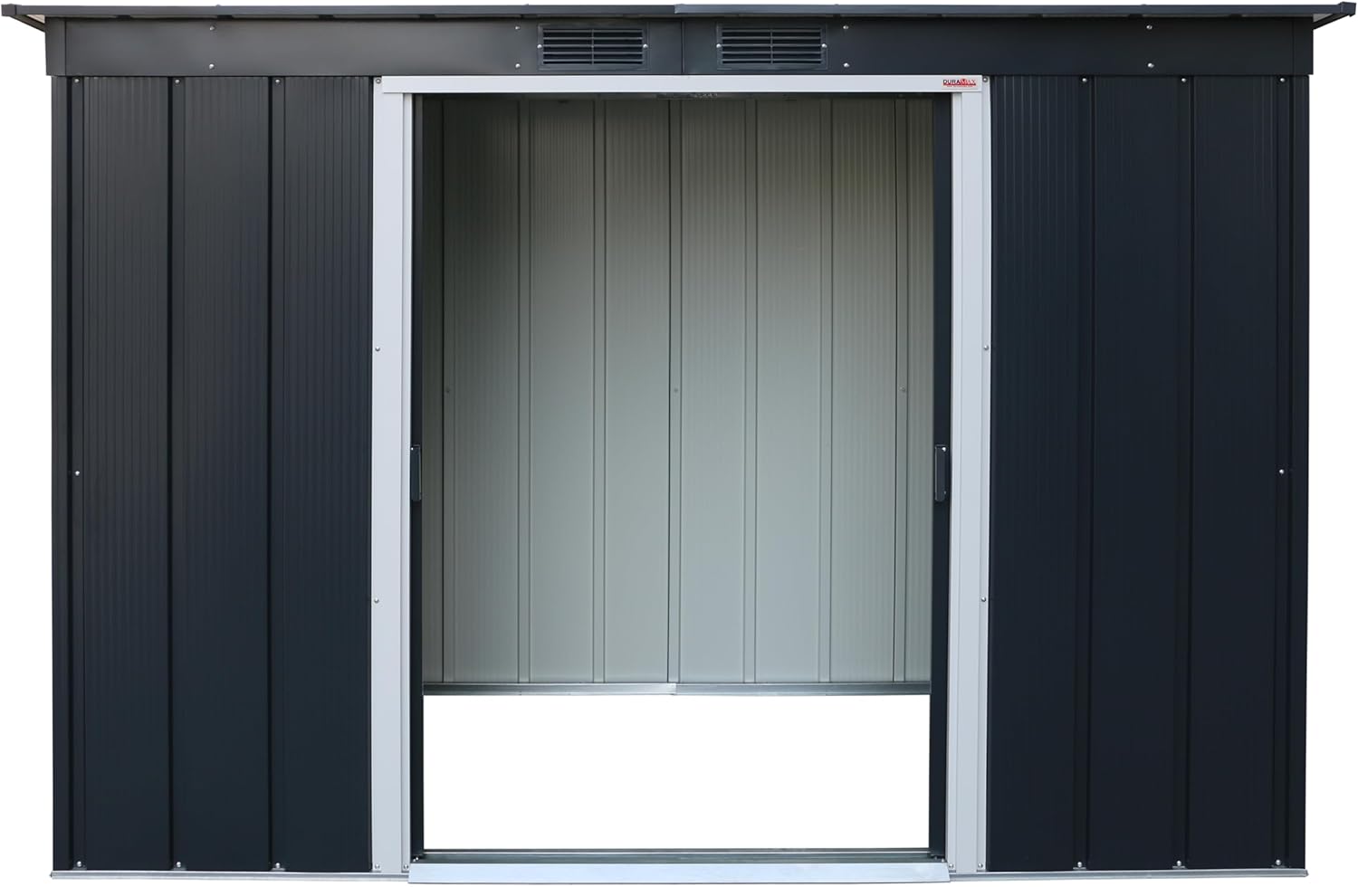 Duramax ECO 8 x 4 (2.85 m²) abri de jardin en métal à toit pentu, Abri de jardin en métal galvanisé à chaud, Abri de stockage d'outils, structure de toit renforcée, anthracite