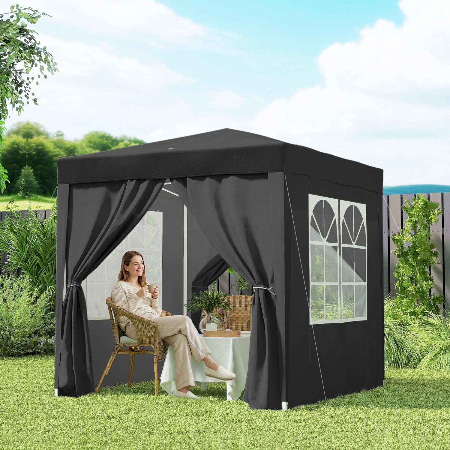 Outsunny - Tonnelle pliante 2x2m - hauteur réglable, 4 côtés, UV