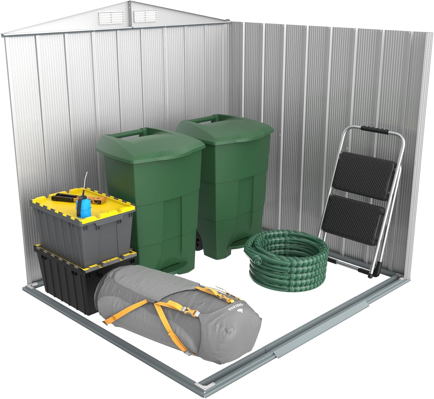 Duramax ECO 6 x 6 (3.33 m²) Abri de Jardin en Métal Galvanisé à Chaud, Abri de Stockage d'Outils, Structure de Toit Renforcée, Abri en Métal Sans Entretien, Vert