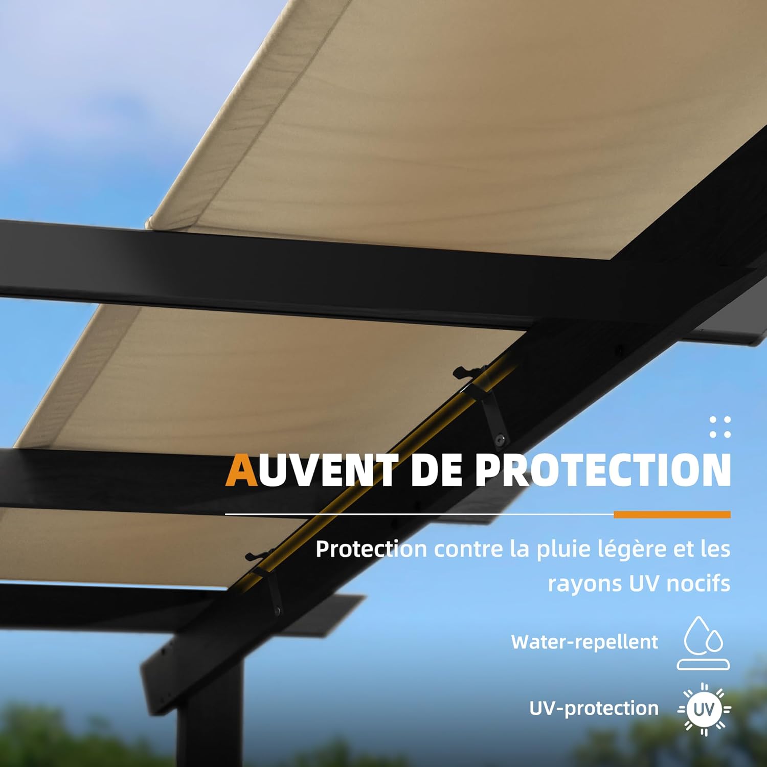 PURPLE LEAF - Pergola aluminium 4x3m, toit rétractable, éclairage intégré