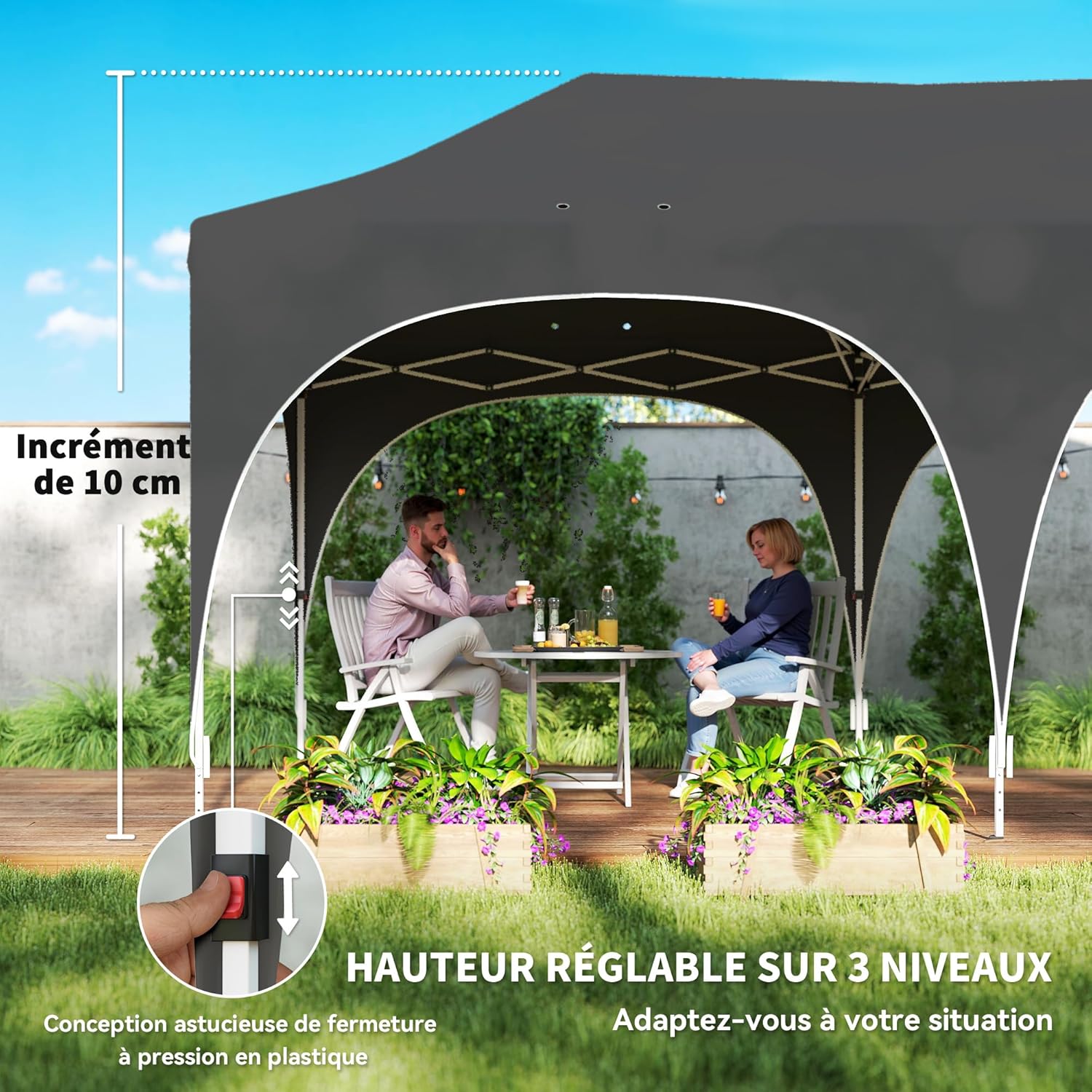 Outsunny - Tonnelle pliante série - 3x6m - imperméable, anti-UV, 6 parois, 6 sacs de sable