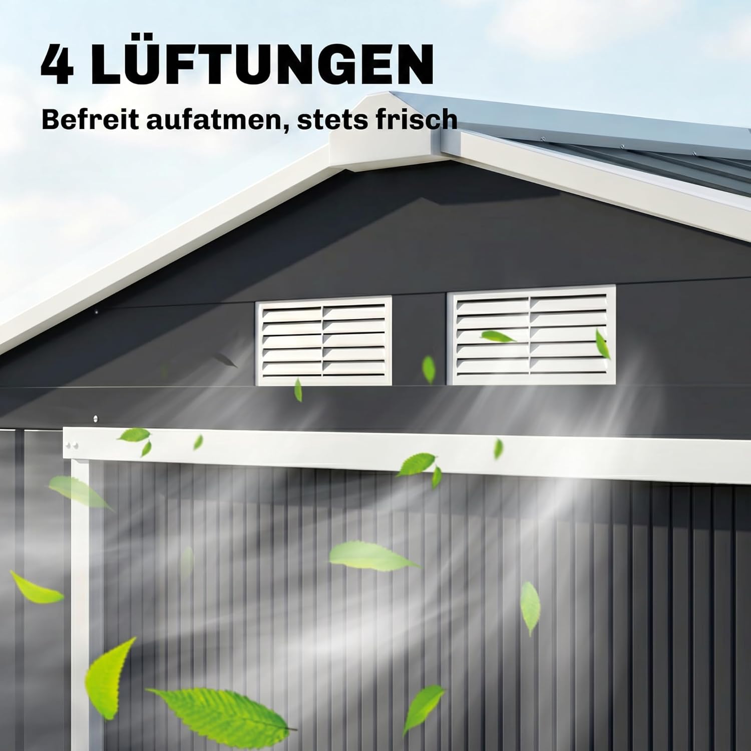 Outsunny - abri de jardin métal 2,77 m², 213x130x185 cm, porte verrouillable, 4 aérations