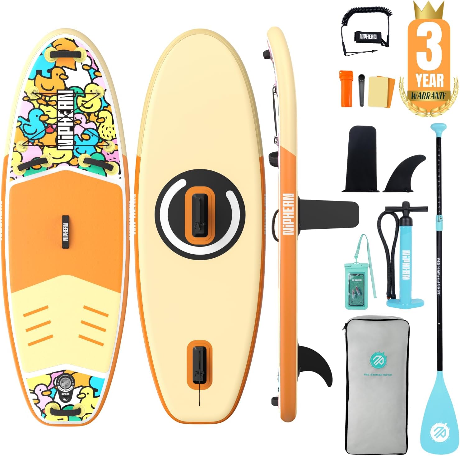 Niphean Paddle Gonflable Adulte avec Tous Les Accessoires, 320cm Planches de Stand Up Paddle Gonflables pour Tous Les Niveaux, Sup avec Capacité 200 kg pour 2 Personnes, Paddle Gonflable avec Siège