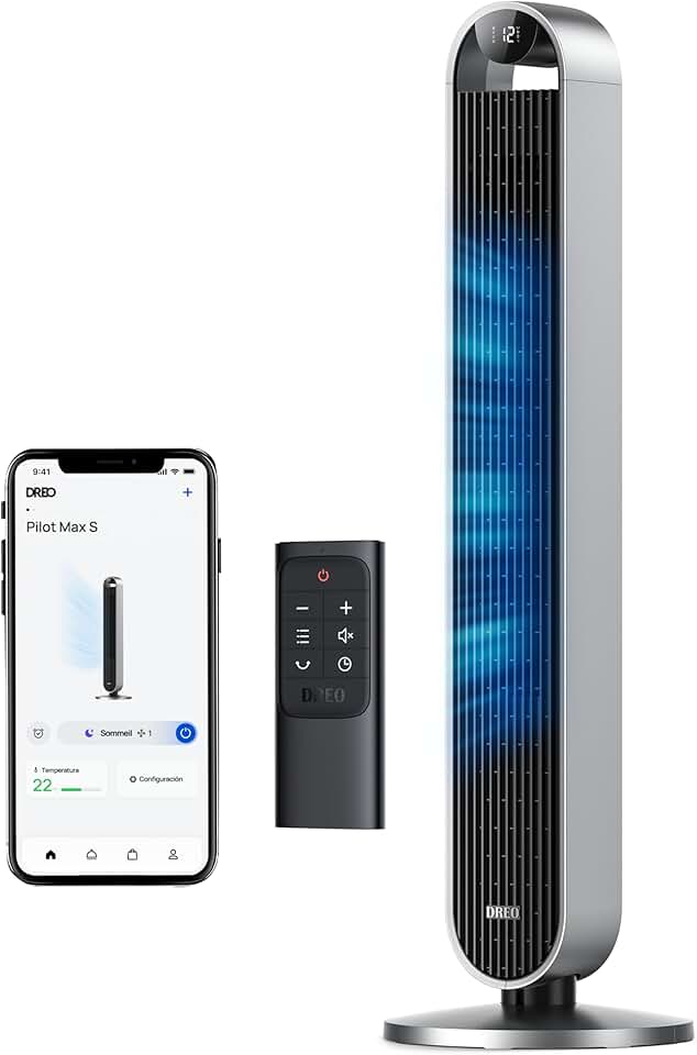 Dreo - Pilot Max - colonne 96cm, WiFi, Alexa, 12 vitesses, 25dB