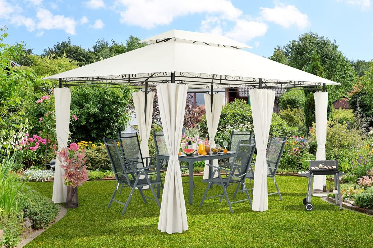 CASARIA - Pavillon Topas 3x4m, métal, hydrofuge, UV 50+, crème