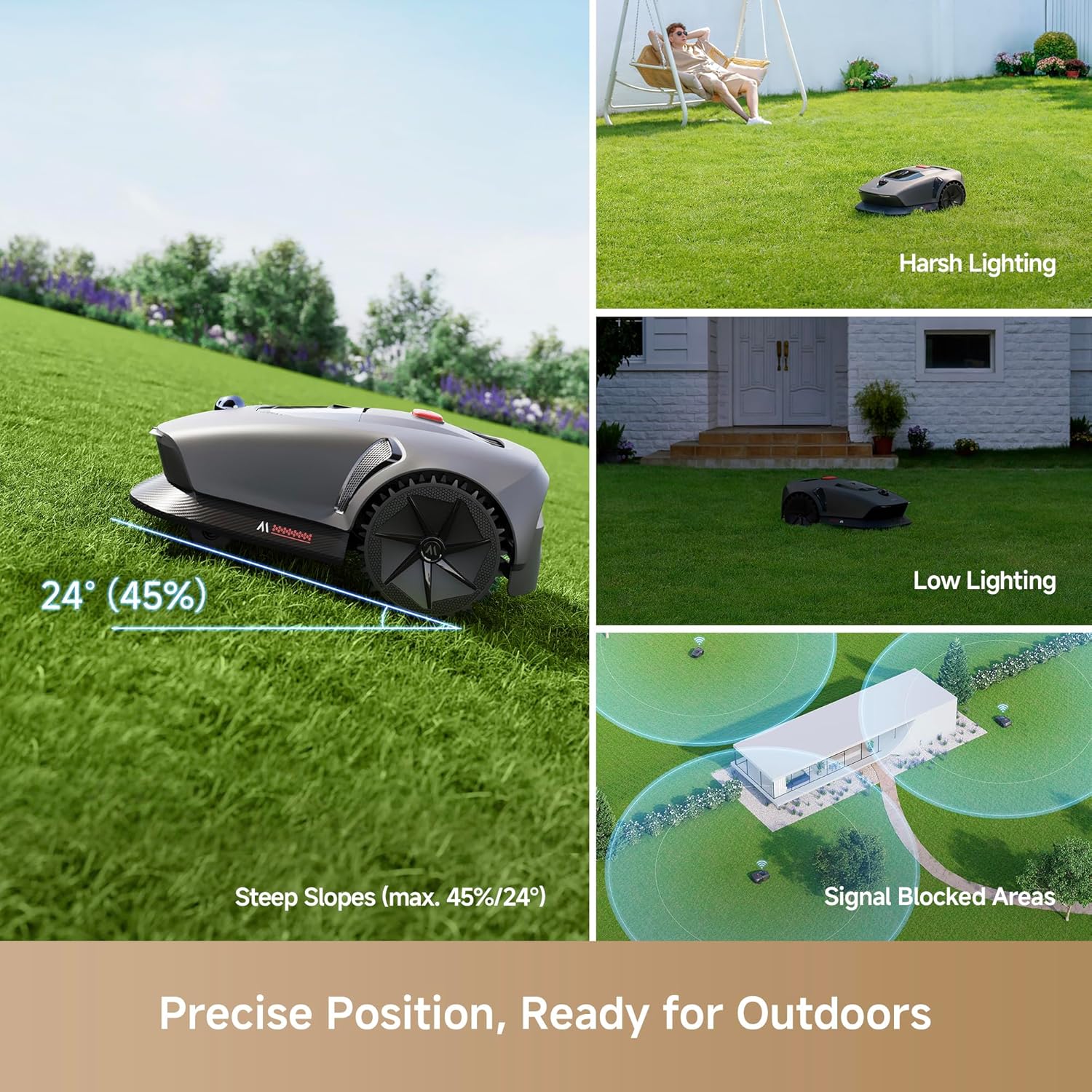 MOVA - 600 Robot Tondeuse - 600m² - Cartographie 3D LiDAR, obstacles, silencieux
