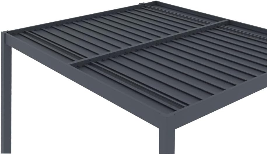 CAZEBOO - Piana - 3x2,5m - Aluminium gris, lames orientables, terrasse 7,8m², manivelle, résistance vent 70km/h