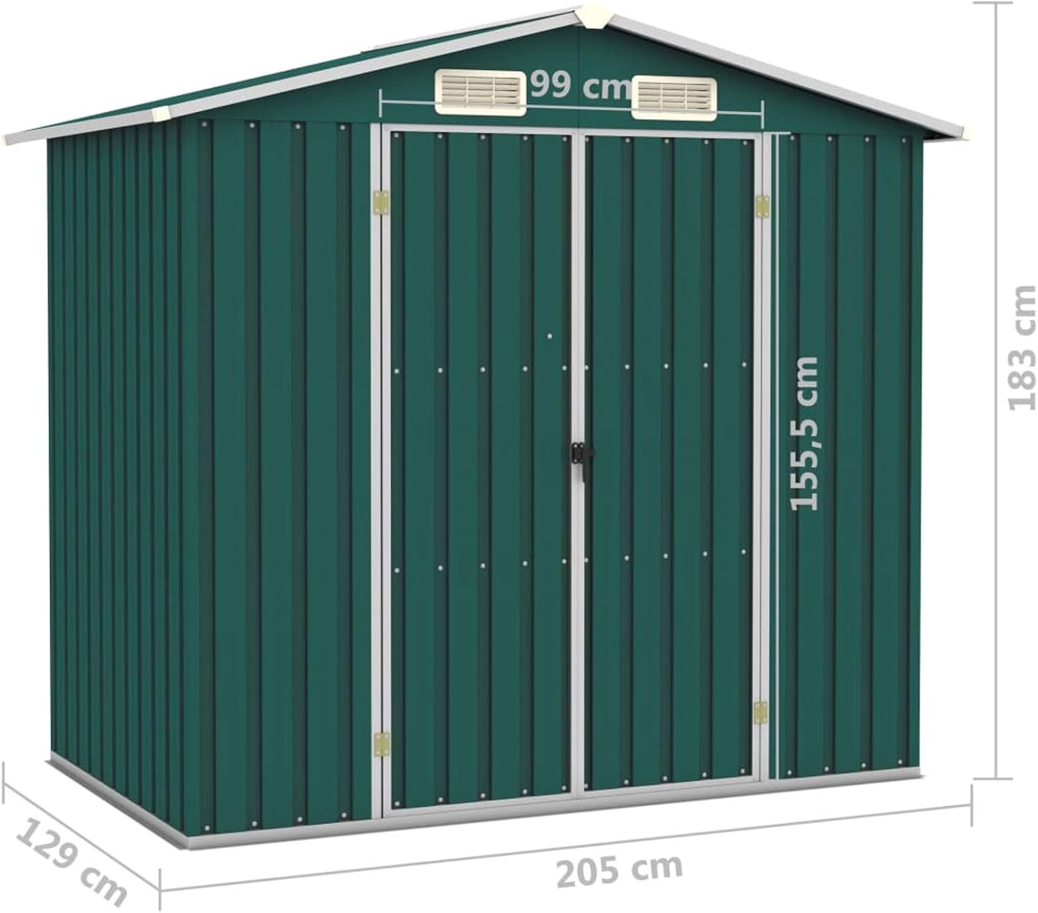 Homgoday - cabane de jardin en métal - 205x129x183cm - résistante, aérée, montage facile