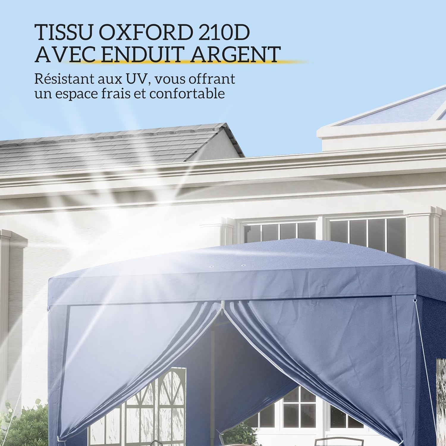 Outsunny - tonnelle pop-up série extérieure - 3x3 m - 4 parois amovibles, sac de transport